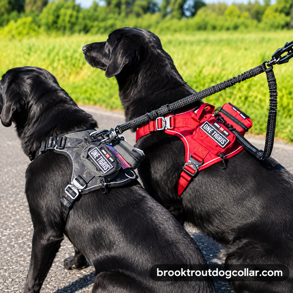 Image showing how Boss Dog Tactical Dog Leash held two dogs